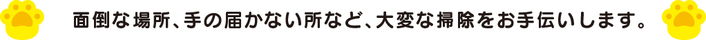 面倒な場所、手の届かない所など、大変な掃除をお手伝いします。